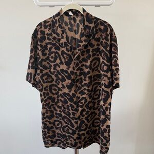 Leopard Print Button-Up Shirt